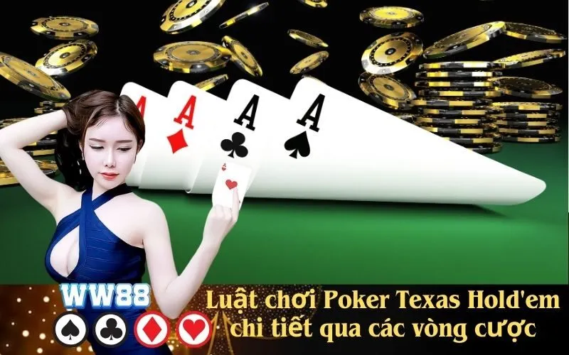 Luật chơi Poker Texas Hold'em chi tiết qua các vòng cược